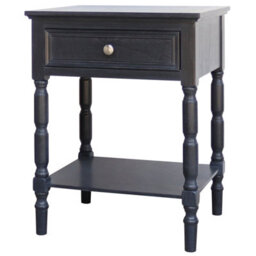 Wyld Haus San Antonio Vintage Black Wooden Bedside Table With Drawer And Shelf - thumbnail 2