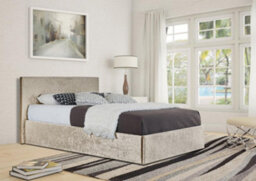 Comfy Living 5Ft Prado Crushed Velvet Ottoman Storage Bed Cream