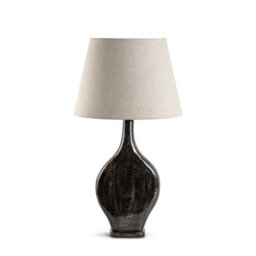 Large Black Brown Wash Wooden Table Lamp With Fabric Shade For Living Room Or Bedroom 77X40X40Cm