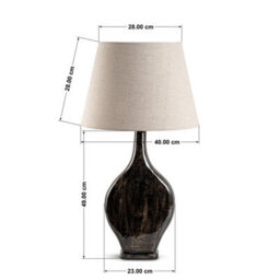Large Black Brown Wash Wooden Table Lamp With Fabric Shade For Living Room Or Bedroom 77X40X40Cm - thumbnail 5