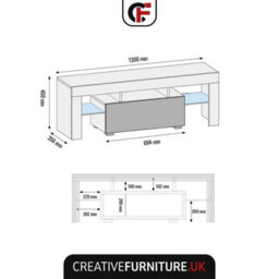 Floe Tv Unit 130Cm White With High Gloss Doors And Led Lighting - Creative Furniture - thumbnail 3