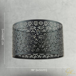 Happy Homewares Moroccan Designed Large Black Metal Pendant Shade With Floral Decor - thumbnail 6