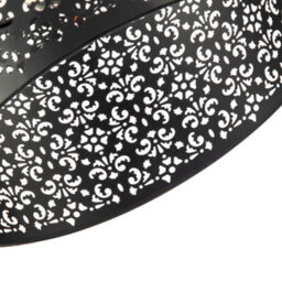 Happy Homewares Moroccan Designed Large Black Metal Pendant Shade With Floral Decor - thumbnail 3