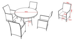 Furniture One Rattan Effect Grey Round 4 Seater Dining Set Table & Chair Set No Assembly & Aluminium Frame - thumbnail 4