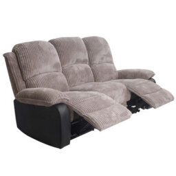 Comfy Living Fabric Jumbo Cord Sofa 3 Seater Recliner Grey - thumbnail 2