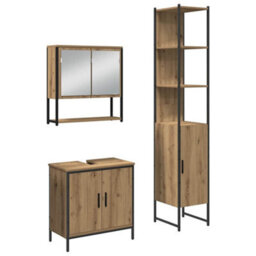 Berkfield Modern 3 Piece Bathroom Furniture Set Artisan Oak Engineered Wood