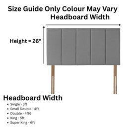 "Urban Textures Luxury 26"" High Velvet Fabric Upholstered 5 Vertical Panel Design Design Bed Headboard - Grey" - thumbnail 3
