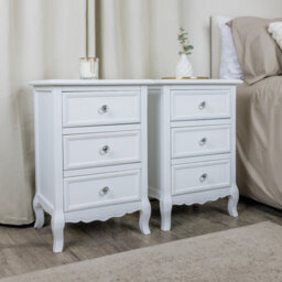 Melody Maison Pair Of White 3 Drawer Bedside Tables - Victoria Range - thumbnail 2