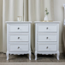 Melody Maison Pair Of White 3 Drawer Bedside Tables - Victoria Range - thumbnail 4