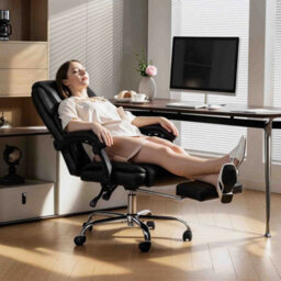 Office Chair, Computer Desk Chair With Spring Cushion, Black - thumbnail 6