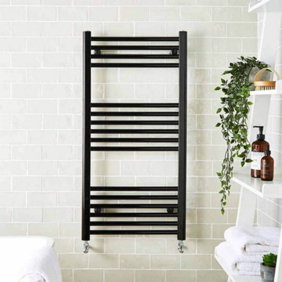 FNX Bathrooms 500X800mm Matt Black Heated Towel Warmer Ladder Rail Radiator - image 1