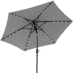 Sundaze Grey 2.5M  Round Garden Parasol Umbrella Outdoor Patio Solar Led Lights Crank Tilt With Base - thumbnail 2