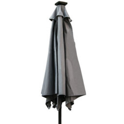 Sundaze Grey 2.5M  Round Garden Parasol Umbrella Outdoor Patio Solar Led Lights Crank Tilt With Base - thumbnail 3