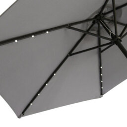 Sundaze Grey 2.5M  Round Garden Parasol Umbrella Outdoor Patio Solar Led Lights Crank Tilt With Base - thumbnail 5
