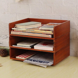 Stackable Wooden Letter Tray Desk Organiser Document - thumbnail 4