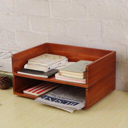 Stackable Wooden Letter Tray Desk Organiser Document - thumbnail 5