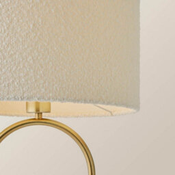 Valuelights Antonia Cream Boucle Drum Shade Brushed Gold Oval Table Lamp With Led Bulb - thumbnail 5