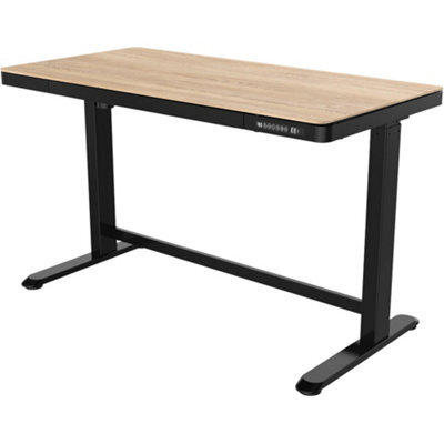 Loops Ergonomic Electric Sit-Stand Desk With Usb Ports And Storage Drawer - 1200 X 600mm Black And Oak Finish - image 1
