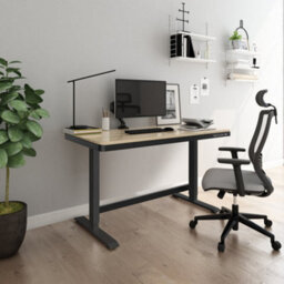 Loops Ergonomic Electric Sit-Stand Desk With Usb Ports And Storage Drawer - 1200 X 600mm Black And Oak Finish - thumbnail 4