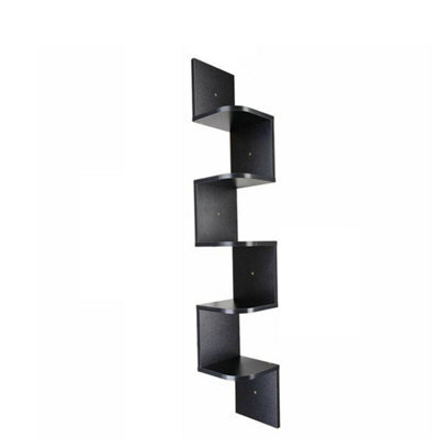 5 Tier Black Floating Wall Shelves Corner Shelf Storage - image 1