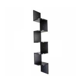 5 Tier Black Floating Wall Shelves Corner Shelf Storage - thumbnail 1