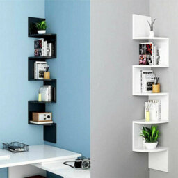 5 Tier Black Floating Wall Shelves Corner Shelf Storage - thumbnail 3