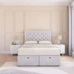 Sloomy Montana End Lift Ottoman Bed 3Ft With Sprung Memory Mattress - Silver Plush & Headboard- Single - thumbnail 3