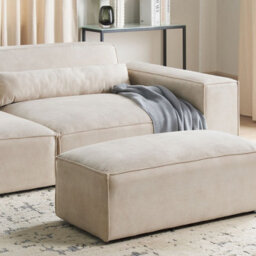 Beliani Beige Velvet Ottoman Footstool Minimalist Rectangular Footrest W52 X D102 X H39Cm - thumbnail 2