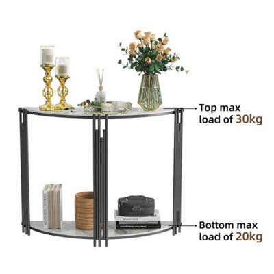 White Sintered Stone Console Table Practical Side End Table Strong Metal Poles - image 1