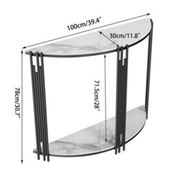 White Sintered Stone Console Table Practical Side End Table Strong Metal Poles - thumbnail 2