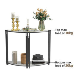 White Sintered Stone Console Table Practical Side End Table Strong Metal Poles