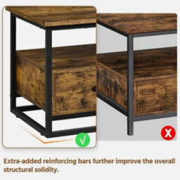Coffee Table W Storge Drawers & Shelves Retro Centre Table For Living Room Brown - thumbnail 5