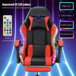 Gaming Chair With Rgb Led Illuminat Ergonomic Computer Swivel Office Chair Red - thumbnail 3