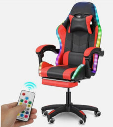 Gaming Chair With Rgb Led Illuminat Ergonomic Computer Swivel Office Chair Red - thumbnail 7