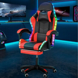 Gaming Chair With Rgb Led Illuminat Ergonomic Computer Swivel Office Chair Red