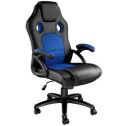 Tectake Gaming Chair Tyson - Ergonomic Shape, Thick Padding - Black/blue - thumbnail 1