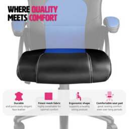 Tectake Gaming Chair Tyson - Ergonomic Shape, Thick Padding - Black/blue - thumbnail 8