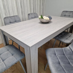 Kosy Koala Dining Table And 6 Chairs Grey 6  Grey Velvet Chairs Wood Dining Set Furniture - thumbnail 8