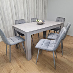 Kosy Koala Dining Table And 6 Chairs Grey 6  Grey Velvet Chairs Wood Dining Set Furniture - thumbnail 9