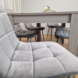 Kosy Koala Dining Table And 6 Chairs Grey 6  Grey Velvet Chairs Wood Dining Set Furniture - thumbnail 4