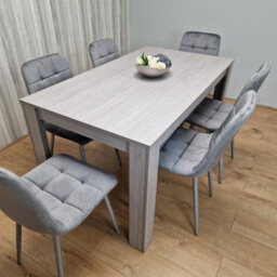 Kosy Koala Dining Table And 6 Chairs Grey 6  Grey Velvet Chairs Wood Dining Set Furniture