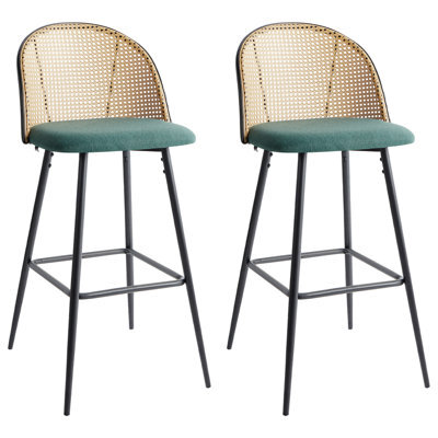Beliani Set Of 2 Bar Chairs Cornell Metal Green - image 1