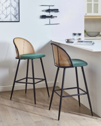 Beliani Set Of 2 Bar Chairs Cornell Metal Green - thumbnail 2