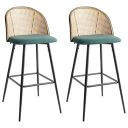 Beliani Set Of 2 Bar Chairs Cornell Metal Green - thumbnail 1