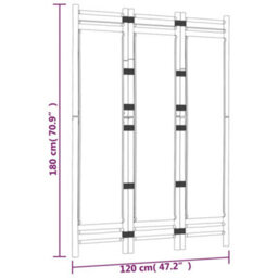 Berkfield Classic Folding 3-Panel Room Divider 120 Cm Bamboo And Canvas - thumbnail 9