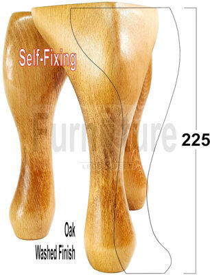 L&F Traditional Queen Anne Wood Legs Oak Wash 225mm High 4 Furniture Feet Chairs Sofa Footstool Bed Cabinet Screw Fix Pkc2061 - image 1