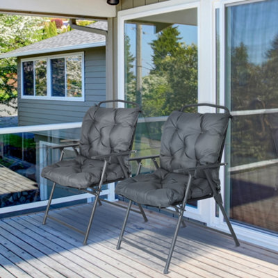 Outsunny Set Of 2 Garden Chair Cushions Seat Pad For Outdoor & Indoor Use - image 1