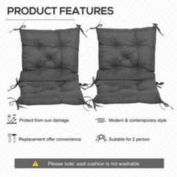 Outsunny Set Of 2 Garden Chair Cushions Seat Pad For Outdoor & Indoor Use - thumbnail 4