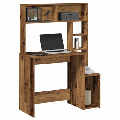 Berkfield Desk With Shelves Old Wood 100X45X140 Cm Engineered Wood - image 1