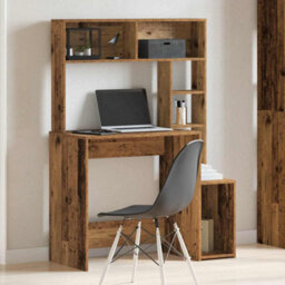 Berkfield Desk With Shelves Old Wood 100X45X140 Cm Engineered Wood - thumbnail 3